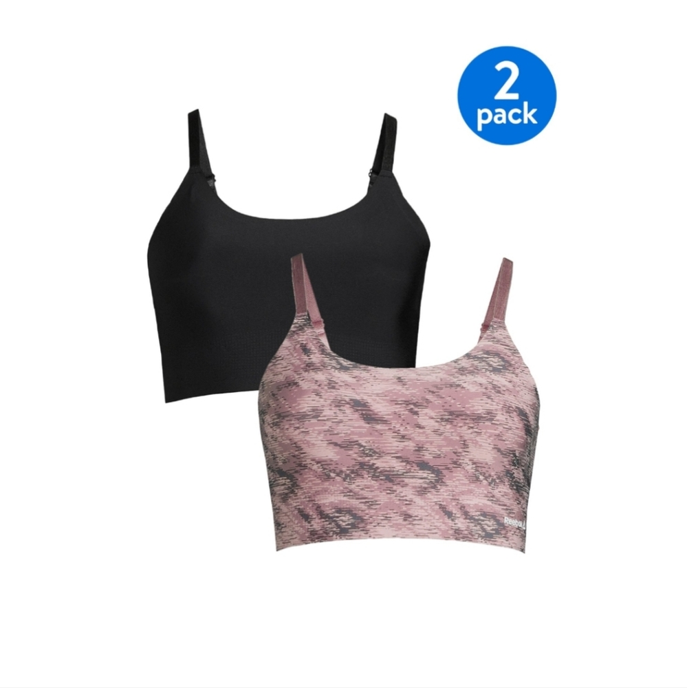 BRAND NEW Reebok Stay-Put Longline Bralettes Size Small 2 pack